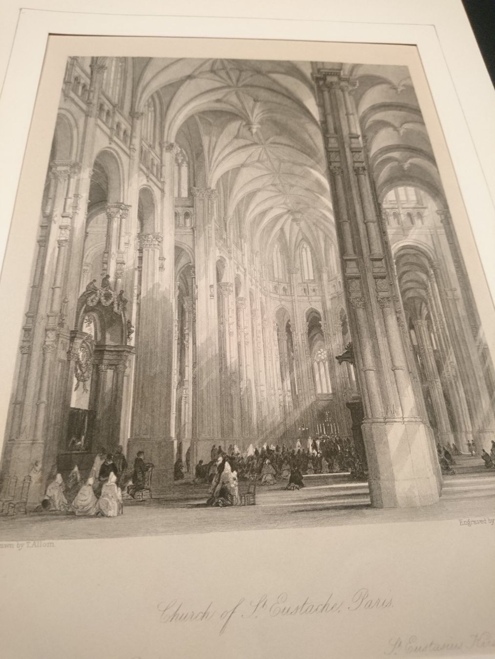 Dipinti: Original Stich THOMAS ALLOM um 1840. St. Eustache Paris. Rar – Usato da Zürich venduto da Rst7 4