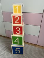 Wooden Number Blocks 1-5 Stack Toy for Toddlers, Great for A