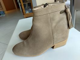 Bottine IKKS en daim et cuir beige, taille 39, très bon état