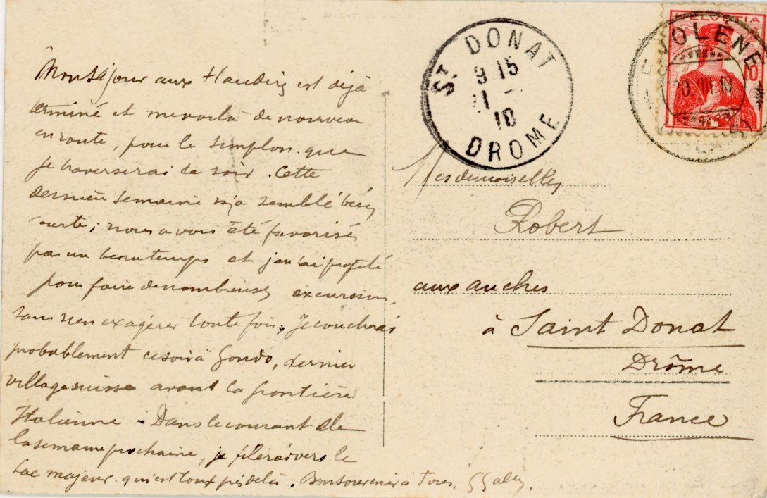 Cartoline postali: Evolène   VS   et  Dent Blanche        en  1 9 1 0 – Usato da Brig venduto da Valcards54 1