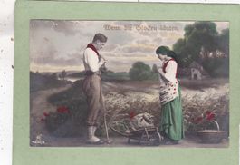 Kitsch Feld Blumen Paar Wenn die Glocken läuten 1929