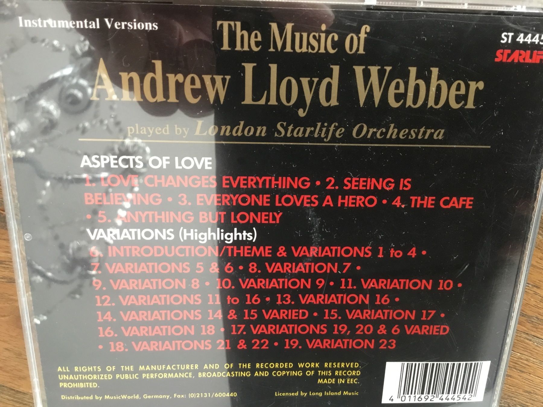 CD: Andrew Lloyd Webber CD Starlight Express,   VOL 4 – Usato da Thierachern venduto da sweden08 1