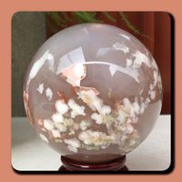 Neu Kirschblüten Achat Sakura Edelstein Ball 542 gr. 7,4 cm