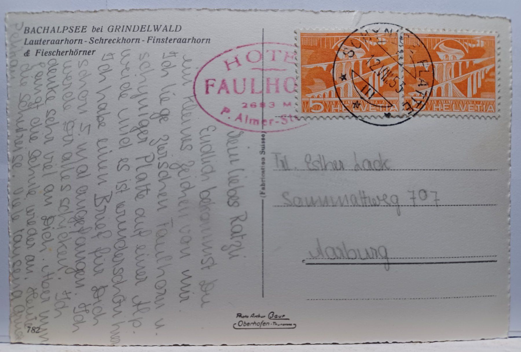 Cartoline postali: BE, Bachalpsee bei Grindelwald, 1953 – Usato da Aarau Rohr venduto da mgvw 1