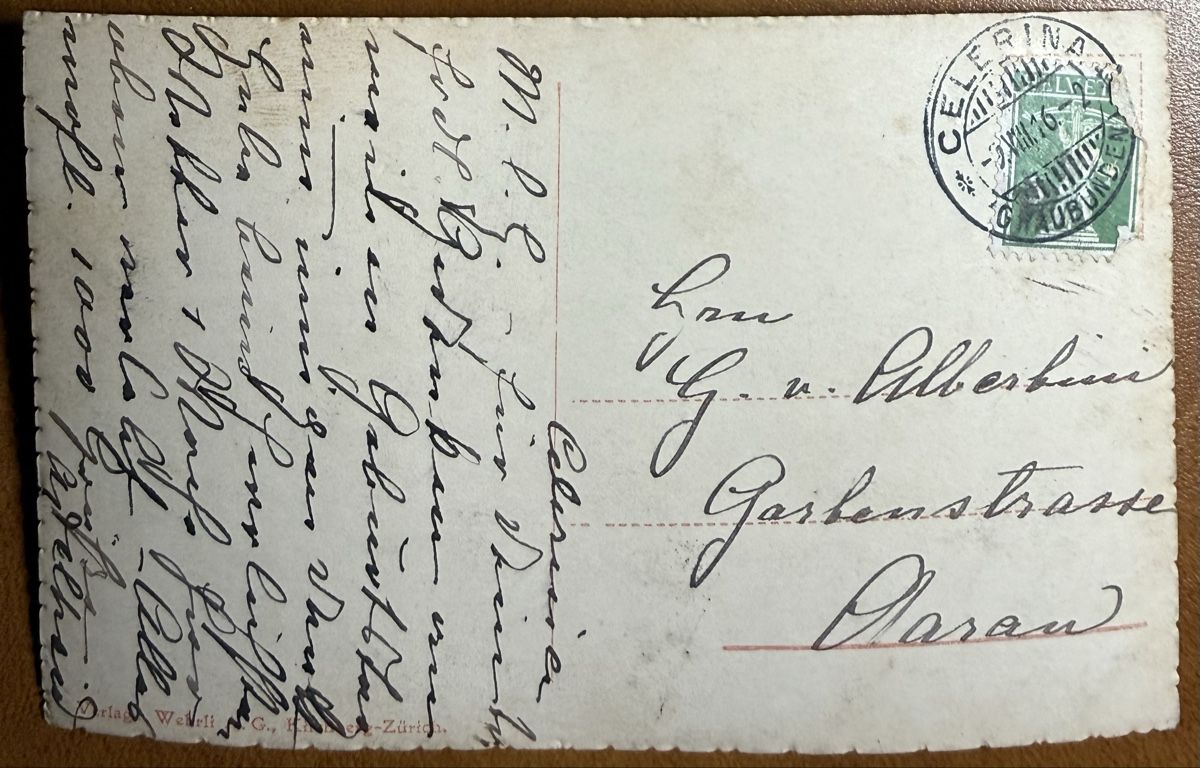 Cartoline postali: CELERINA - Chèvres dans la rue  1916 – Usato da Lutry venduto da Ediego 1