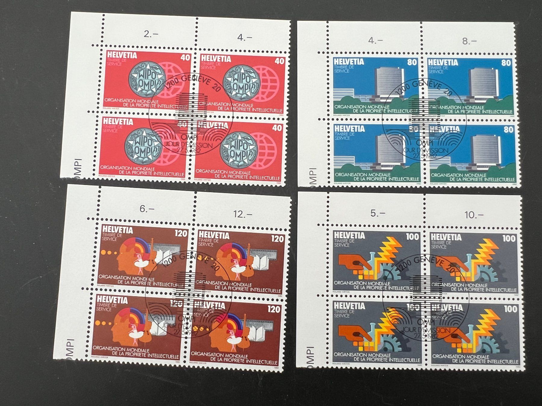 Alle Briefmarken: 1982  Erstag gest.Viererblock mit Tab  (K66) – Gebraucht aus Hinwil von Sidi4