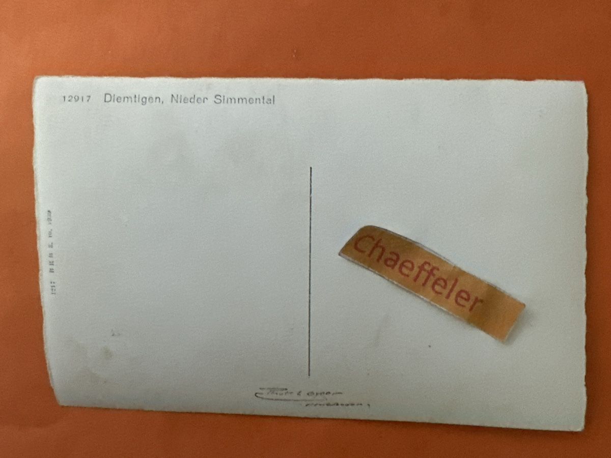 Cartoline postali:  12917 Dientingen Nieder Simmental – Usato da Zürich venduto da Chaeffeler 1