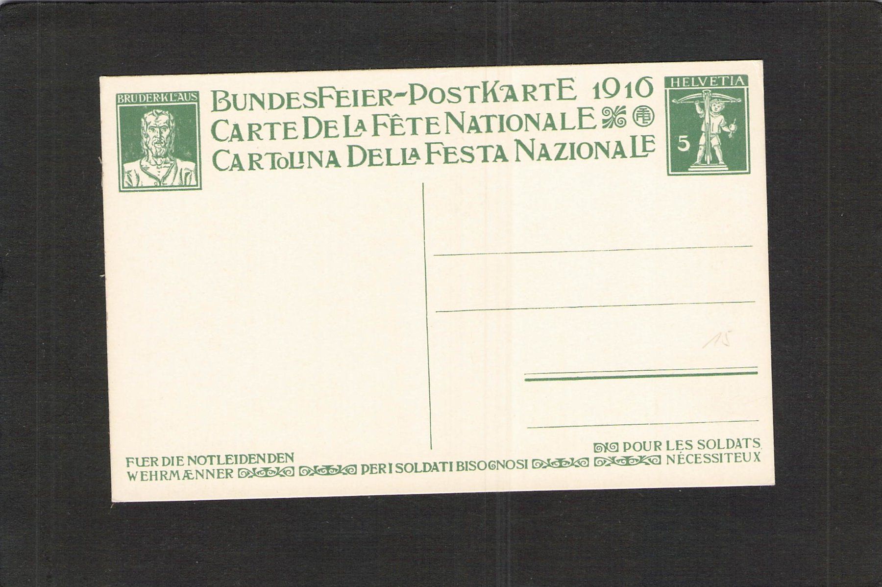 Tutti i francobolli: Bundesfeier 1916 , Nr. 15 – Usato da Reichenburg venduto da Pipo-67 1