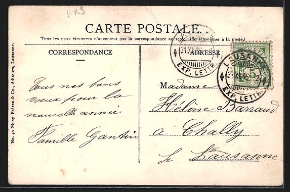 Cartoline postali: Lausanne, Blick auf das Schloss, Glocken – Usato da Berlin venduto da bartko-reher 1
