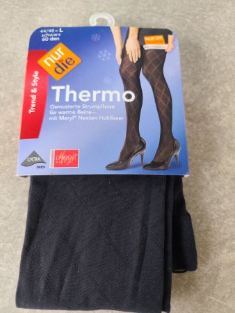 Nur Die Thermo Gemusterte Strumpfhose schwarz L 60 den