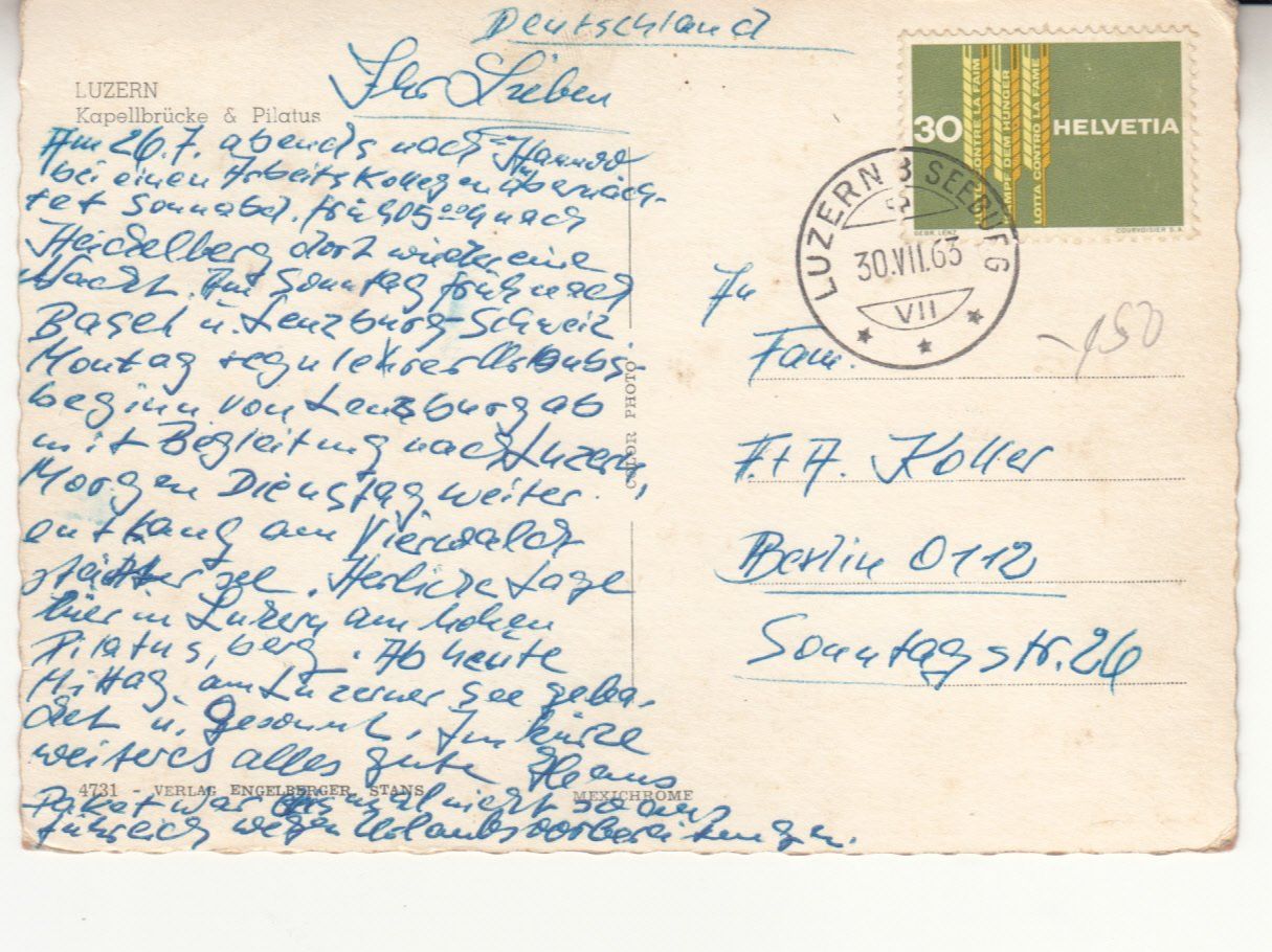 Cartoline postali: Luzern 1963 – Usato da Bürglen TG venduto da StampGraf 1