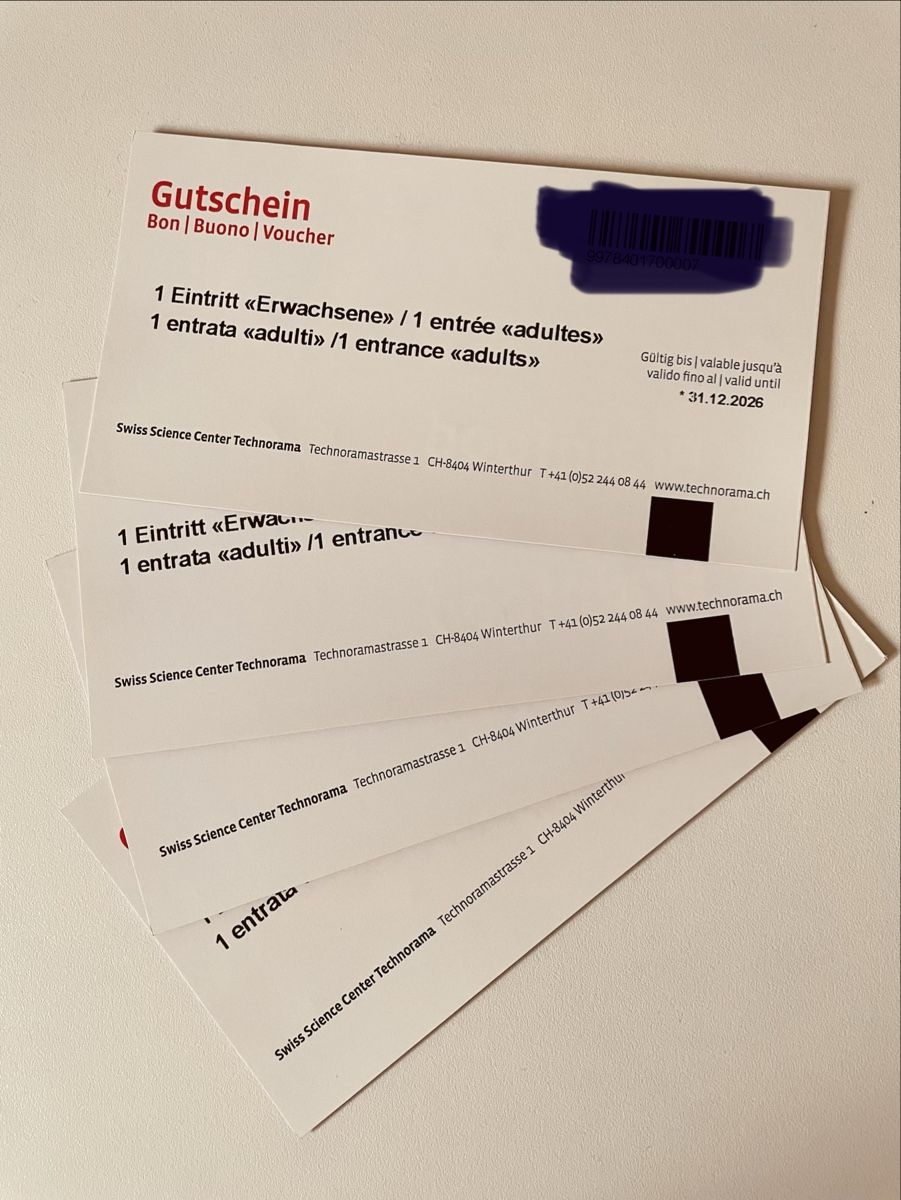 Gutscheine: 4 Gutscheine Technorama Winterthur – Neu (gemäss Beschreibung) aus Mühleberg von greda73 1