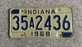 Original USA Nummernschild Indiana 1968