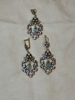 Silberschmuck Set Anhänger & Ohrringe mit Topas & Zirkonia