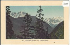 Les Aiguilles Vertes et le Mont-Blanc - Litho