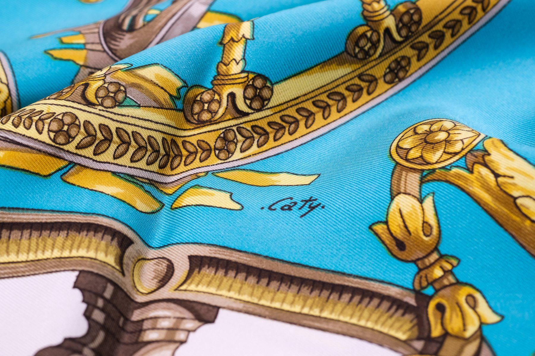 Hermès Foulard & Sciarpe: Foulard Hermes Les Roues, turquoise – Usato da Vevey venduto da Manicky 7
