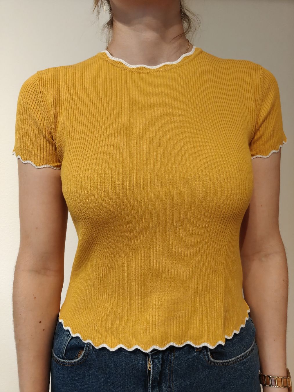 T-Shirts: Damen Strickoberteil gelb Gr. S – Gebraucht aus Olten von Edelw1ss