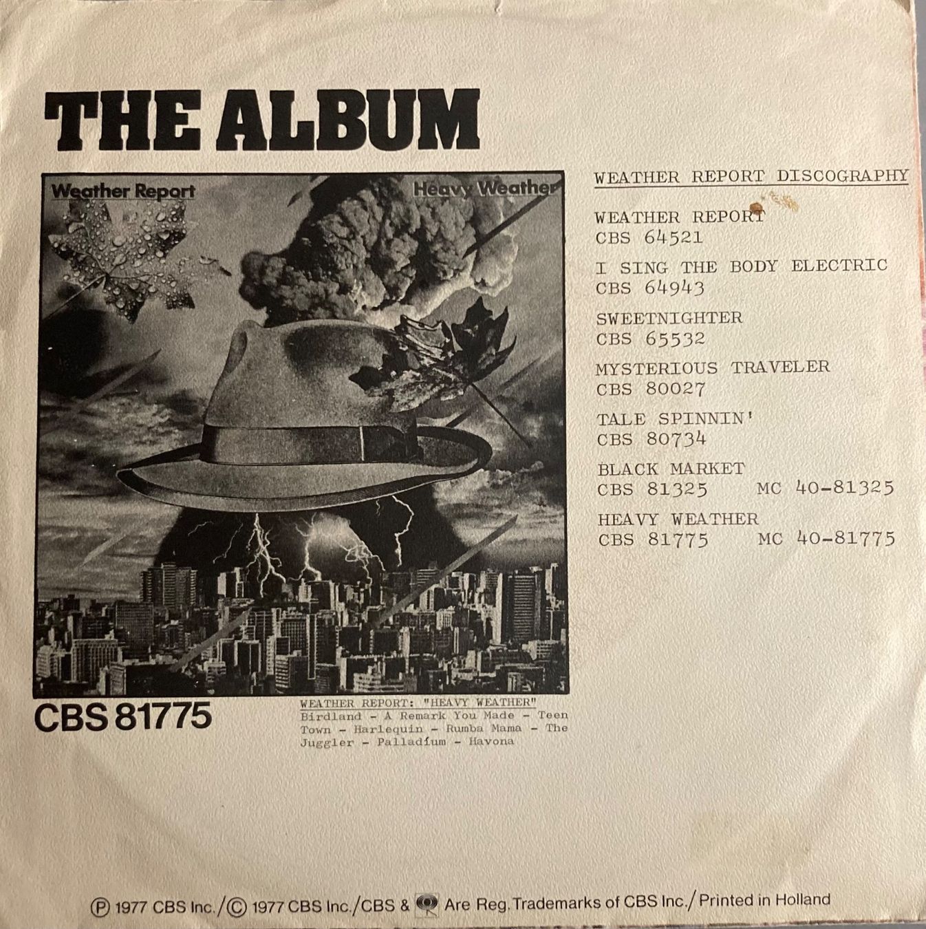 Vinyles: WEATHER REPORT - BIRDLAND – D'occasion à Poliez-Pittet par Newtown-Records 1