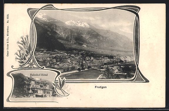 Ansichtskarten: Frutigen, Bahnhof-Hotel, Ortsansicht geg – Gebraucht aus Berlin von bartko-reher