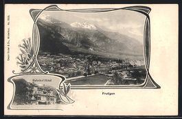 Frutigen, Bahnhof-Hotel, Ortsansicht geg