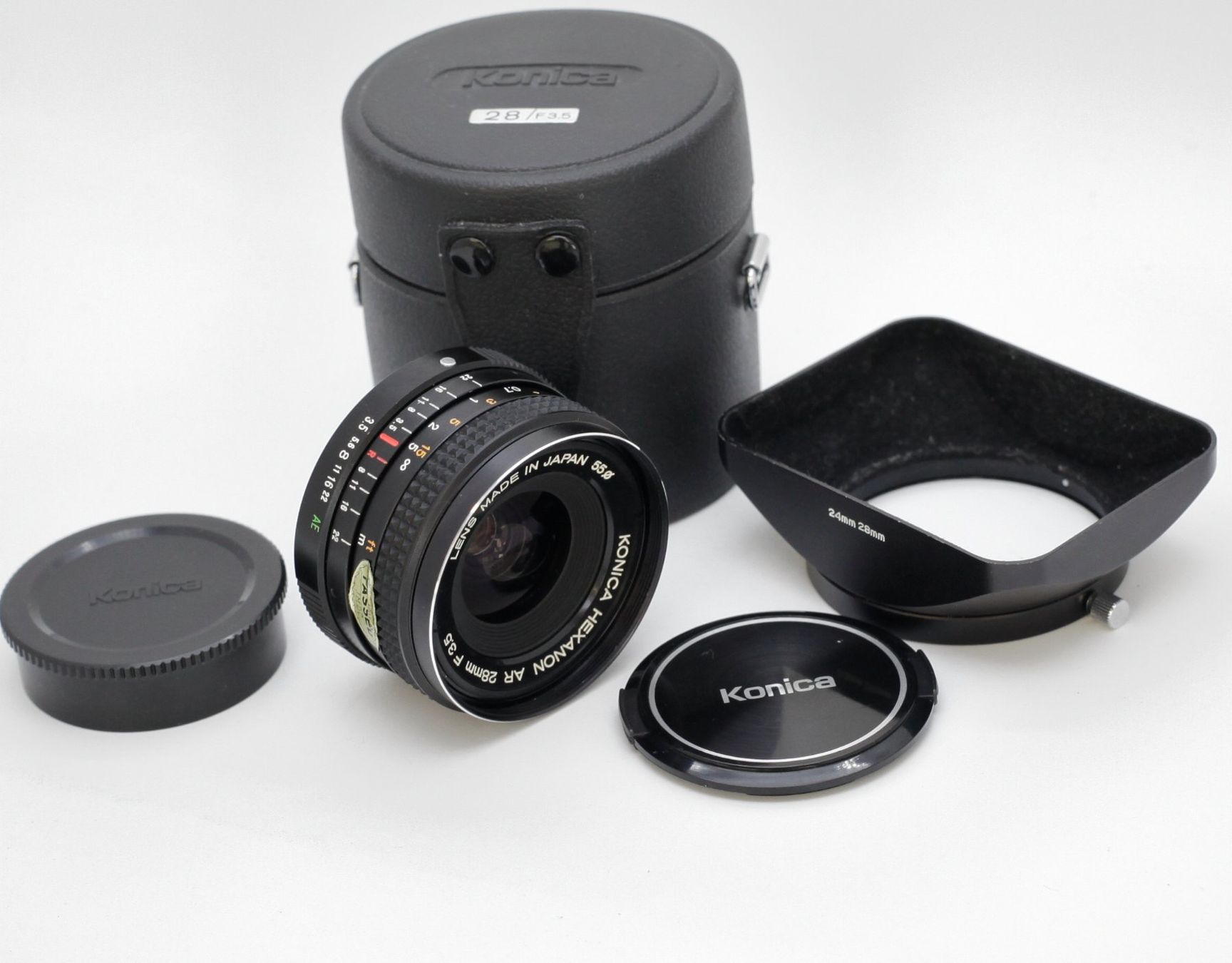 Konica Obiettivi: Konica Hexanon AR 28mm f3.5 komplett Set – Usato da Birsfelden venduto da Waldbrettspiel