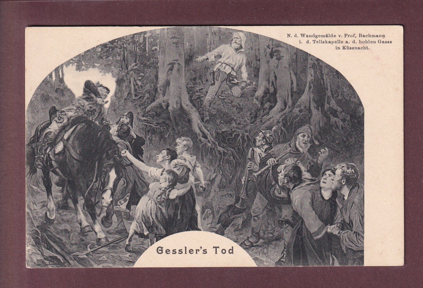 Cartoline postali: TELLSKAPELLE - Wandgemälde Gessler's Tod – Usato da Pully venduto da nicecards
