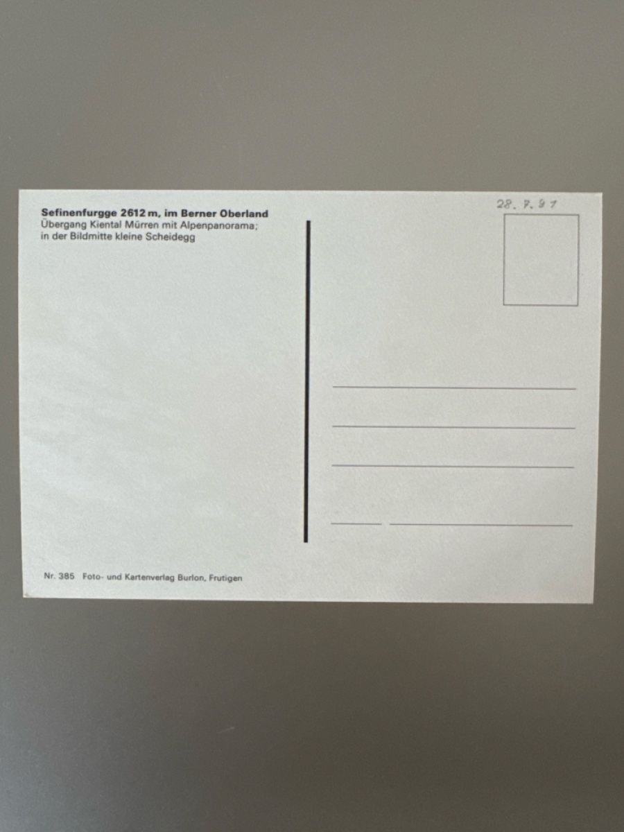 Cartes postales: Ansichtskarte Sefinenfurgga, Berner Oberland – D'occasion à Zürich par Smarties13 1