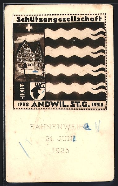 Cartoline postali: Andwil, Schützengesellschaft 1922, Fach – Usato da Berlin venduto da bartko-reher