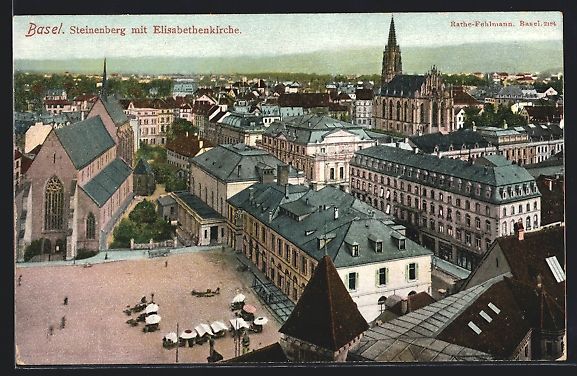 Cartoline postali: Basel, Steinenberg mit Elisabethenkirche – Usato da Berlin venduto da bartko-reher