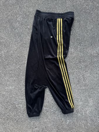 Vintage Adidas Velvet Track Pants Black Gold Stripes