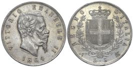 Italien, 5 Lire 1864 Napoli