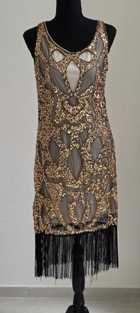 Glitzer-Kleid mit Fransen GrM 20er Jahre Stil Festkleid 