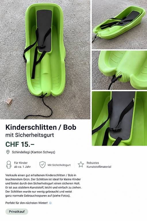 Luge: Kinderschlitten / Bob – D'occasion à Schindellegi par lau_h92g