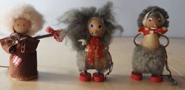 TROLL RARITÄTEN, 3 STUCK AUS HOLZ , S.TA CARINS  GILLEBOD,