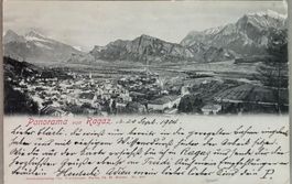 Panorama von Ragaz, 1904, Hotelstempel Grand Hotel Ragatz