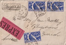 Frankreich 1936: Brief nach Zürich 'Expres'