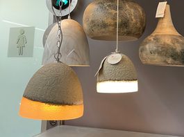 1 Stück Beton Glas hänge Lampe gross 30 cm Durchmesser