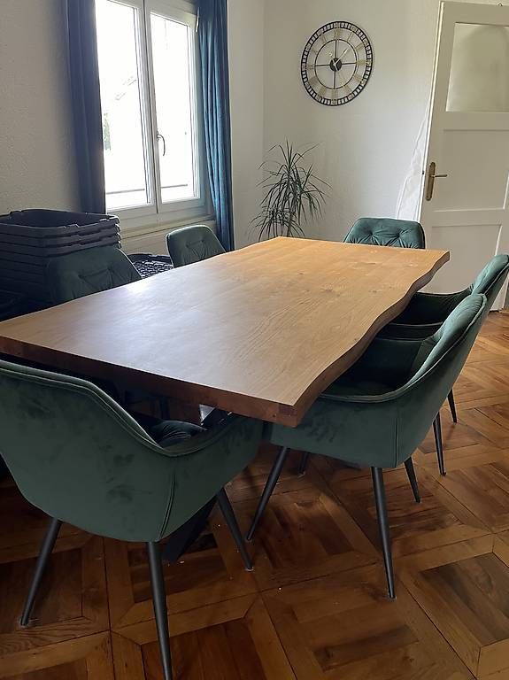 Conforama Set di tavolo e panche: Ensemble table bois et chaise velour – Usato da Cologny venduto da ani_5npg 1