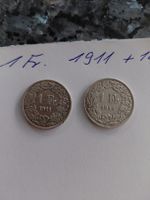 2x 1 Franken 1911 1914 Schweiz Münzen Silber