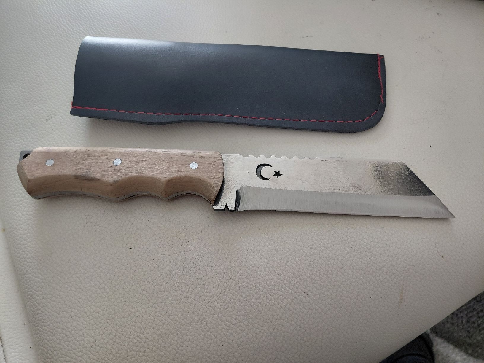 Posate: Türkisches Messer mit Holzgriff und Lederscheide – Nuovo (secondo la descrizione) da Belp venduto da mar_76s8 1