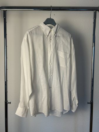 Hermès White Linen Oxford Button Up Shirt