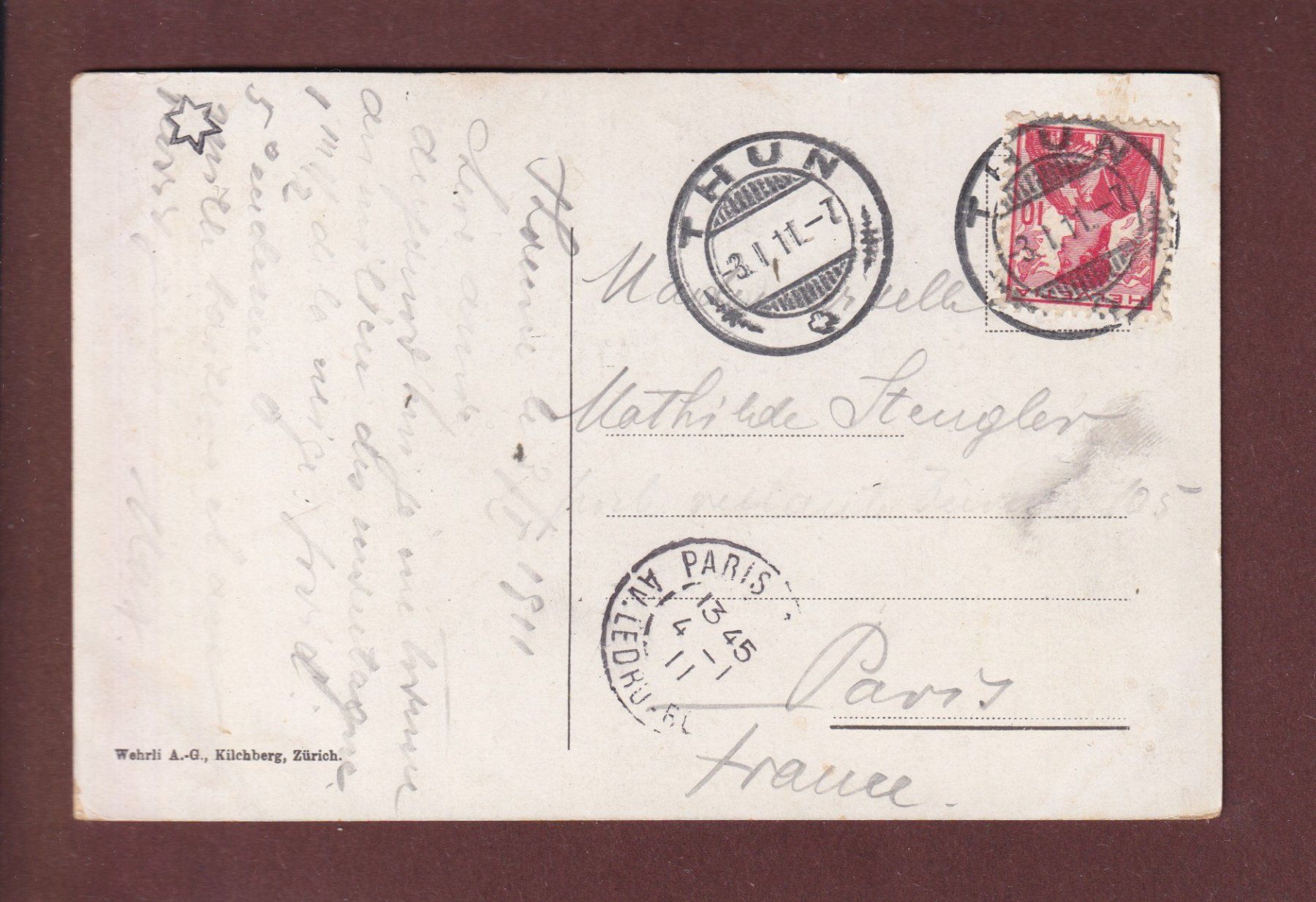 Cartoline postali: Am Thunersee bei SCHERZLIGEN - 1911 – Usato da Pully venduto da nicecards 1
