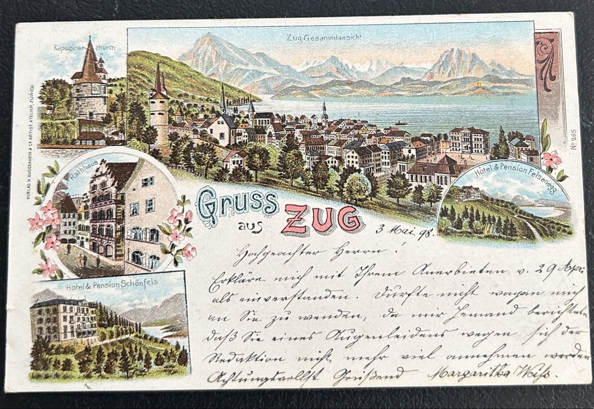 Ansichtskarten: Gruss aus Zug Litho  – Gebraucht aus Horw von Tellbub
