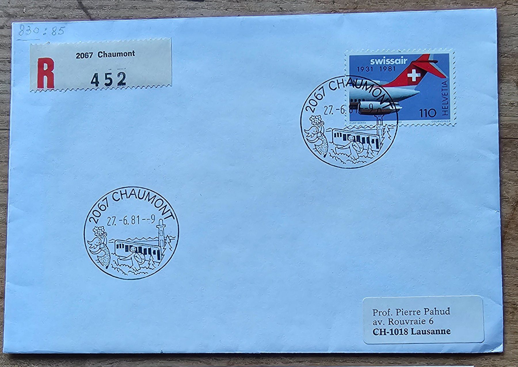 Alle Briefmarken: Sst Brief CHAMONT 27.6.81 – Neu (gemäss Beschreibung) aus Les Valettes von Nuba1