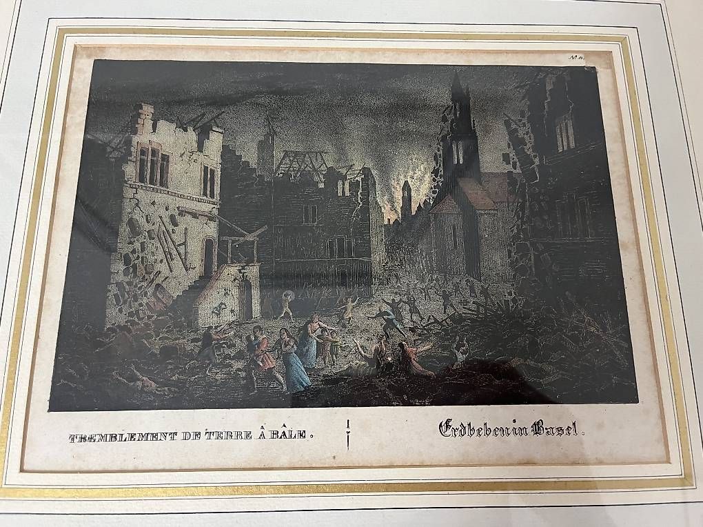 Stiche: Antiker Stich vom Erdbeben in Basel gerahmt – Gebraucht aus Grindel von Rabru1107 2