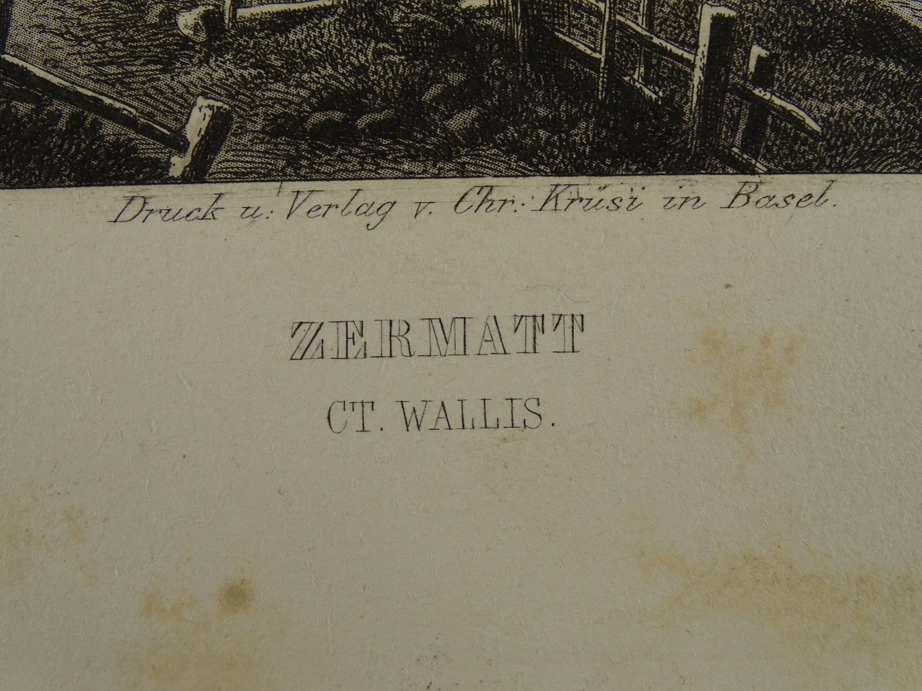 Gravures: ZERMATT, AQUATINTA 1865 – D'occasion à Grüningen par Kartensammler 4