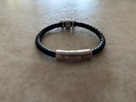 Stylisches Lederarmband Edelstahl schwarz Flecht Unique & Co