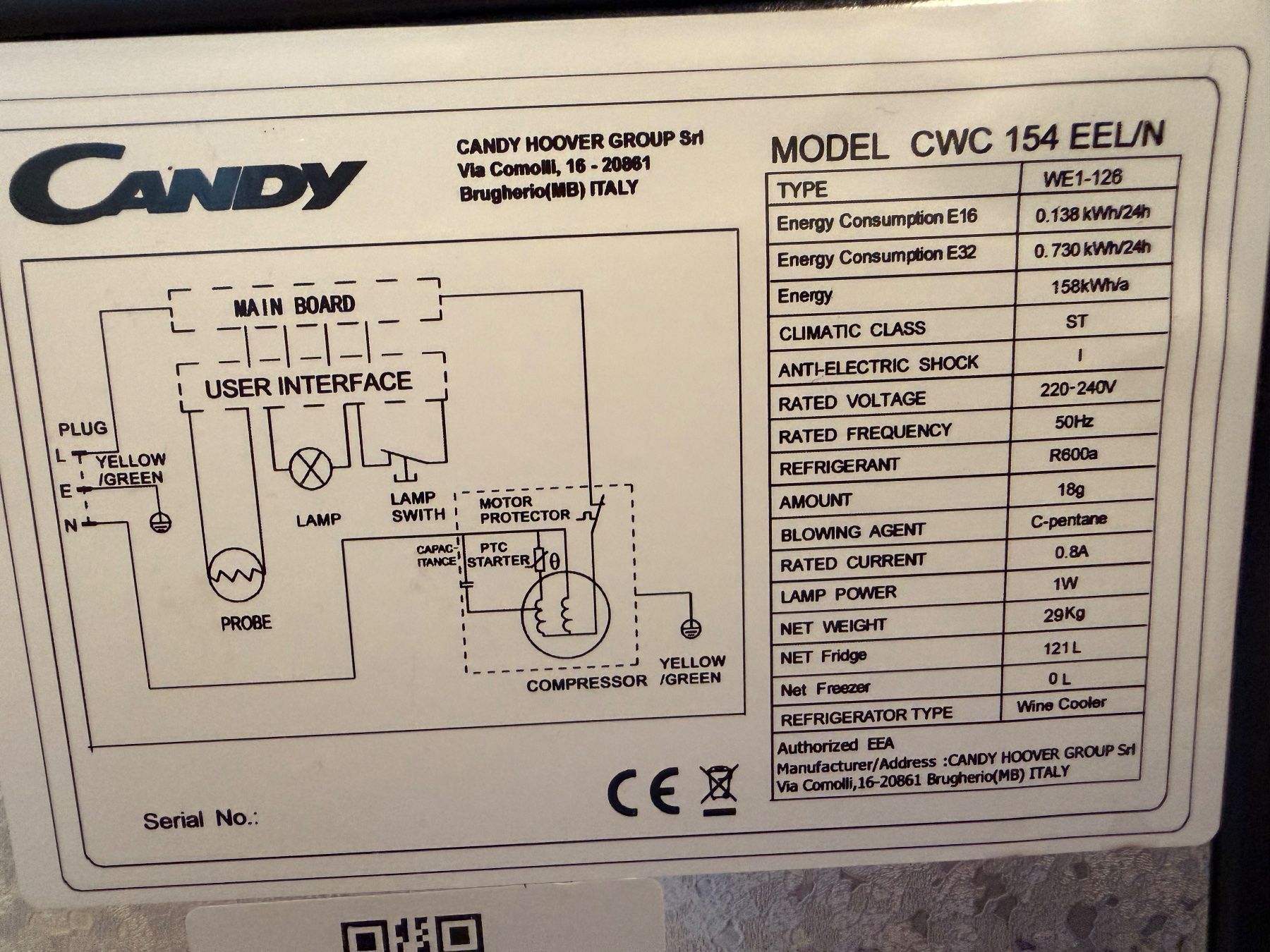 Candy Kühlschrank: Candy Weinkühlschrank MODEL CWC 154 EEL/N neuwertig – Gebraucht aus Wöschnau von Vinsale 6