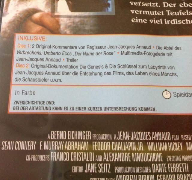 Alle DVDs: Der Name Der Rose - 2 DVD Special Edition - Connery - Annaud – Neu und originalverpackt aus Zürich von kalikabisa 4