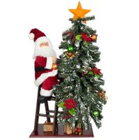 Santa Nikolaus mit Baum 80cm mit LED Lichtern